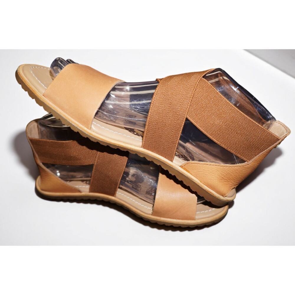 Sorel Ella Crisscross Leather Sandals Camel Brown Women 7.5 - Picture 10 of 13